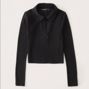 Abercrombie & Fitch Long-Sleeve Ribbed Polo Top